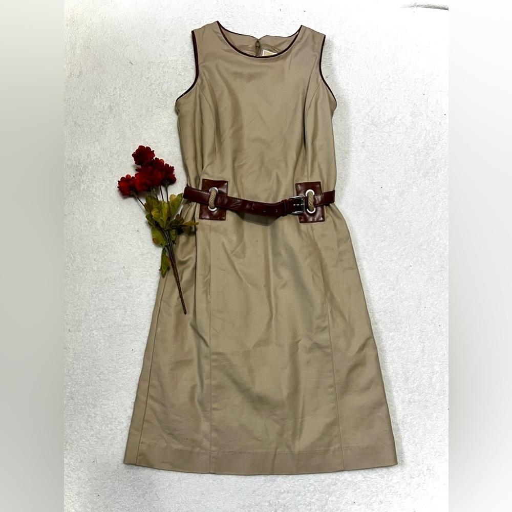 Michael Kors Belted Khaki Sheath Dress - Size 4